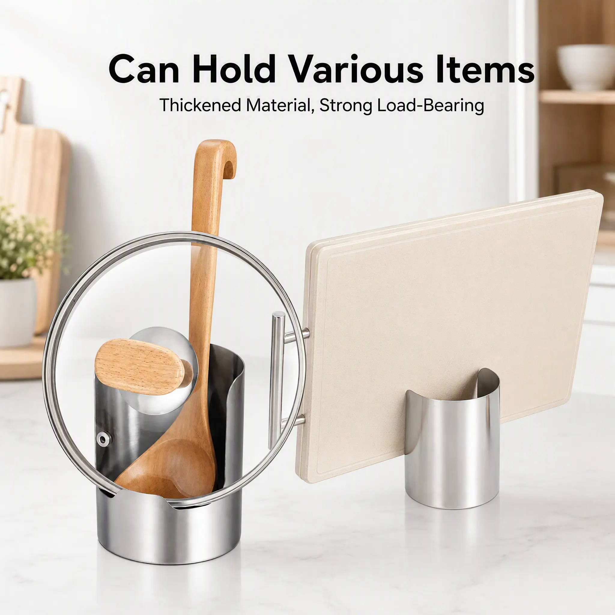 1 Count, Thickened Stainless Steel Utensil Organizer, Rust Resistant Easy to Clean Multi-purpose Storage Holder for Kitchen Countertop-YY1