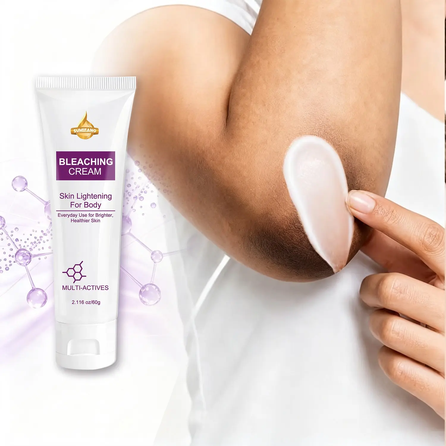 SUMIFANG Multi-Effect Brightening Body Lotion (60g) – Reveals a radiant glow and evens out skin tone; deeply nourishes and softens. Formulated with Niacinamide, Kojic Acid, Alpha-Arbutin, and Shea Butter. Suitable for underarms, knees, and elbows; ideal f