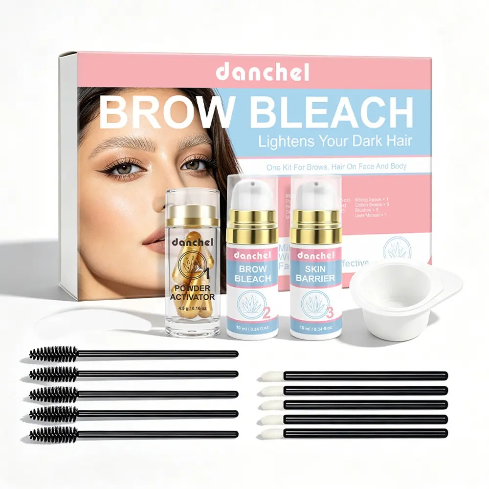danchel Brow Bleach, Brow Developer, Eyebrow Bleaching Kit, Eyebrow Lightener, Gentle Formula & Effective Bleaching Result, Softer & Natural Brow Color, Simple At-Home DIY Application, Multi-use for Brows, Face & Body Hair