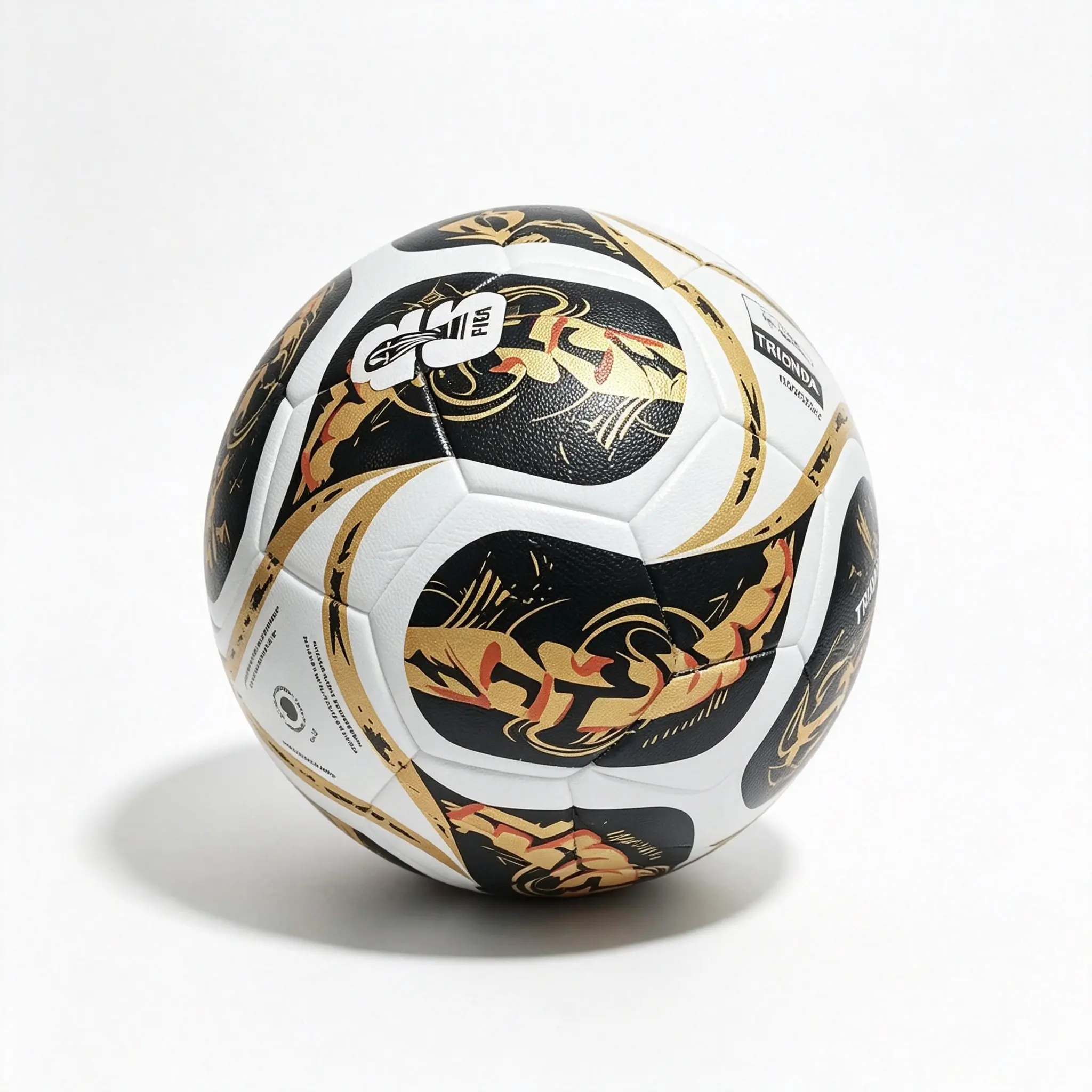 Rionda Professional Soccer Ball, Gold Pattern, High-Quality PU Leather, Anti-Slip Durable, Ideal for Fans and Sports Gifts