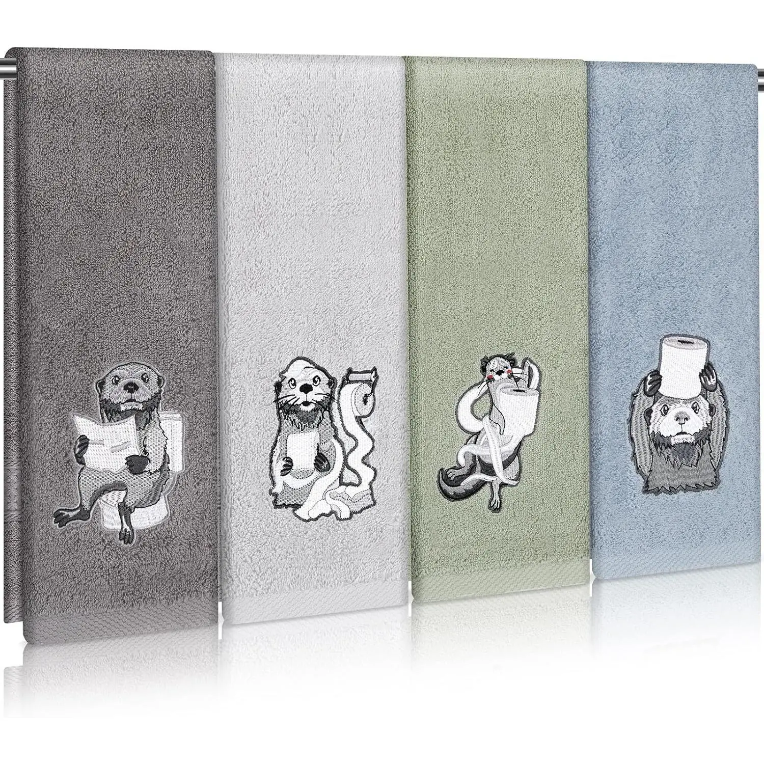4 count Otter Hand Towels for Bathroom 29" x 13" Funny Gifts for Women Otter Decor Hand Towels for Bathroom, Kitchen, Valentines Day Gifts Cute