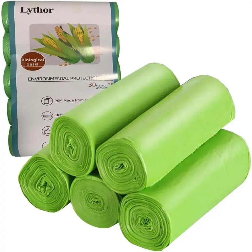 Compostable Trash Bags, 2.6 Gallon Small Disposable Compost Bags 150 Count Garbage Bags Made from PSM Starch-Based for Kitchen Bathroom Bedroom Office Trash Can