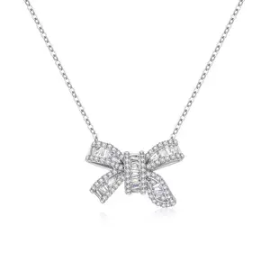 Bowknot Necklace for Women, Simple and Sweet, Unique Design, Collarbone Chain, Pendant for Girlfriend A10233-XL
