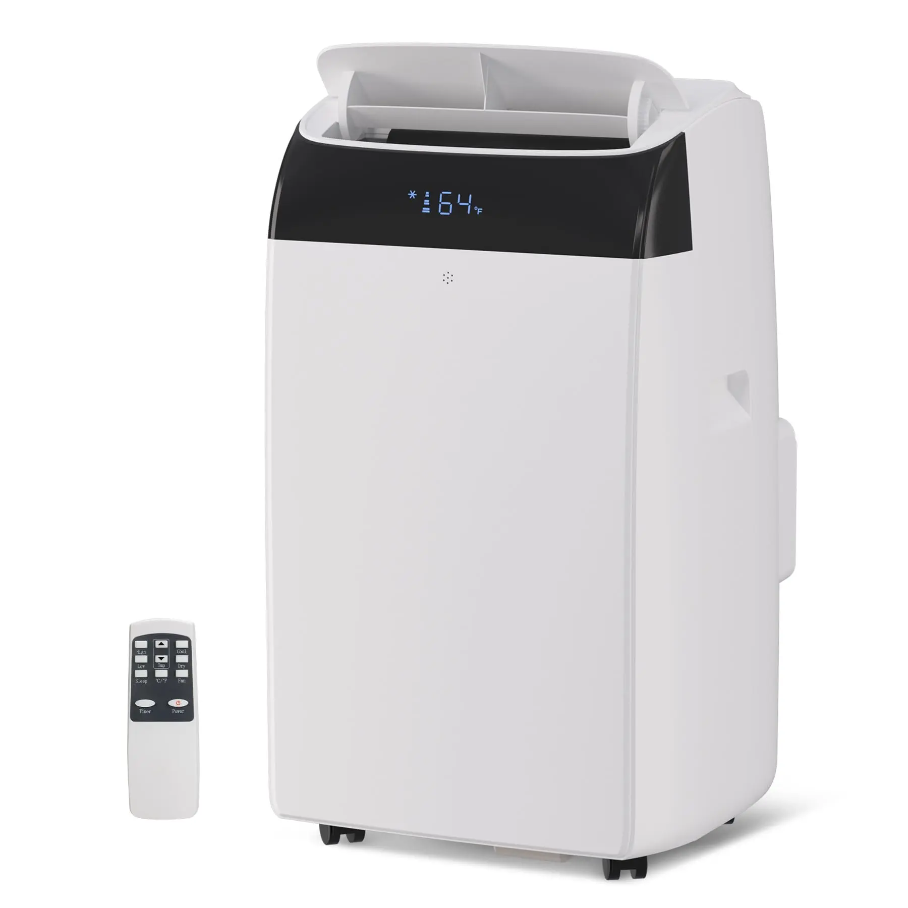 High-Efficiency Inverter Portable Air Conditioner – 14,000 BTU Dual Hose Cooling & Heating – 3-in-1 AC, Heat Pump & Dehumidifier – Quiet, Energy Saving Mobile Unit for Rooms up to 700 Sq Ft – Remote Control – White