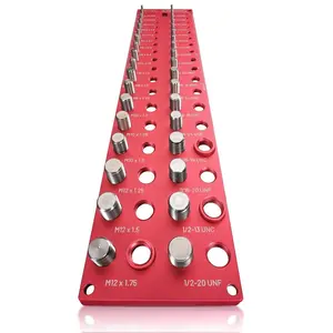 36-Size Nut and Bolt Thread Checker, 20 SAE & 16 Metric Thread Gauge, Thread Checker Standard and Metric, Bolt Size Finder Tool for Nuts, , Screws, Wall Mounted Identifier Gauge