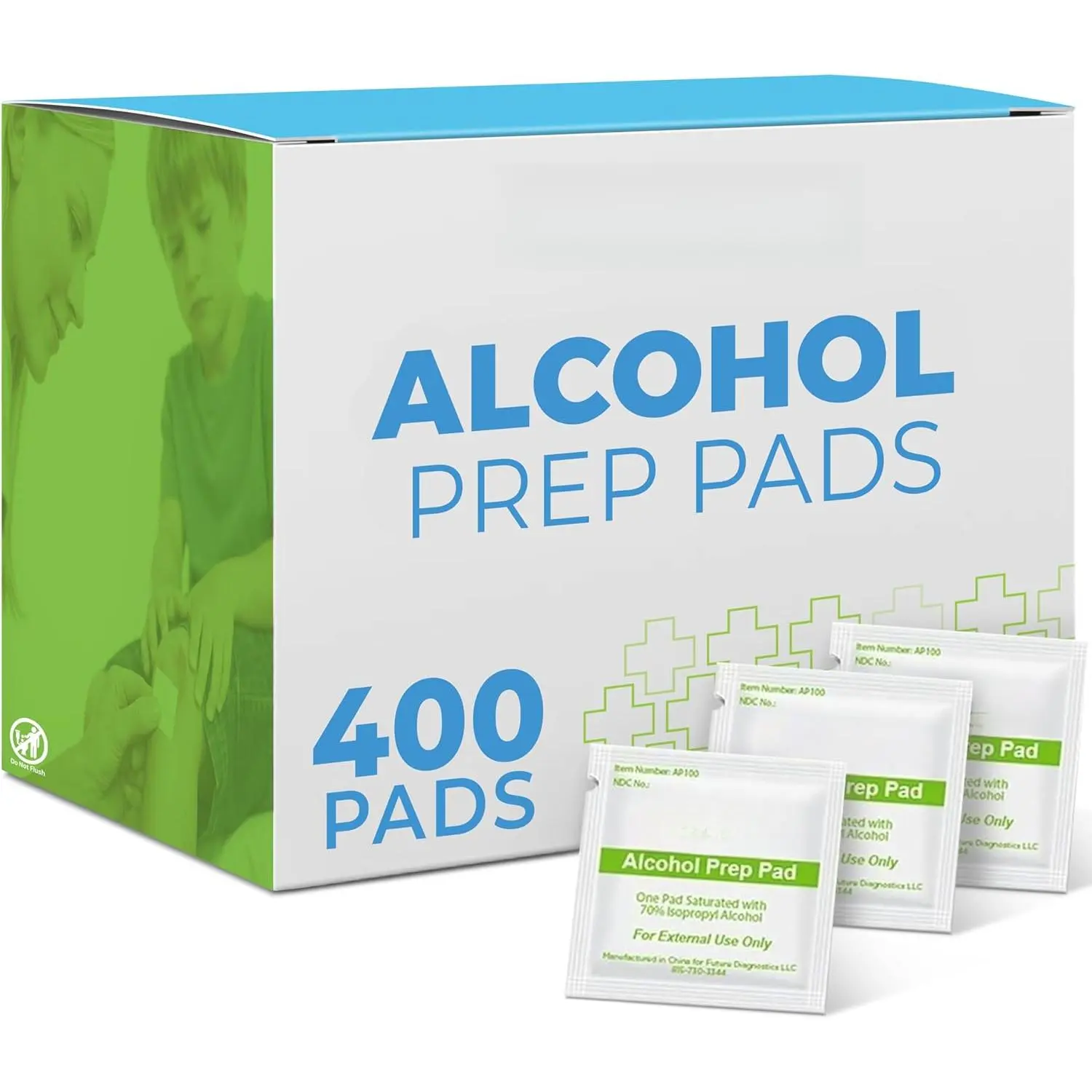 70% Isopropyl Alcohol Wipes Individually Wrapped - 400 Count (Pack of 1) Absorbent 2-Ply Antiseptic Prep Swabs, Healthcare Solution for Home, Cleanses Surfaces for Injections