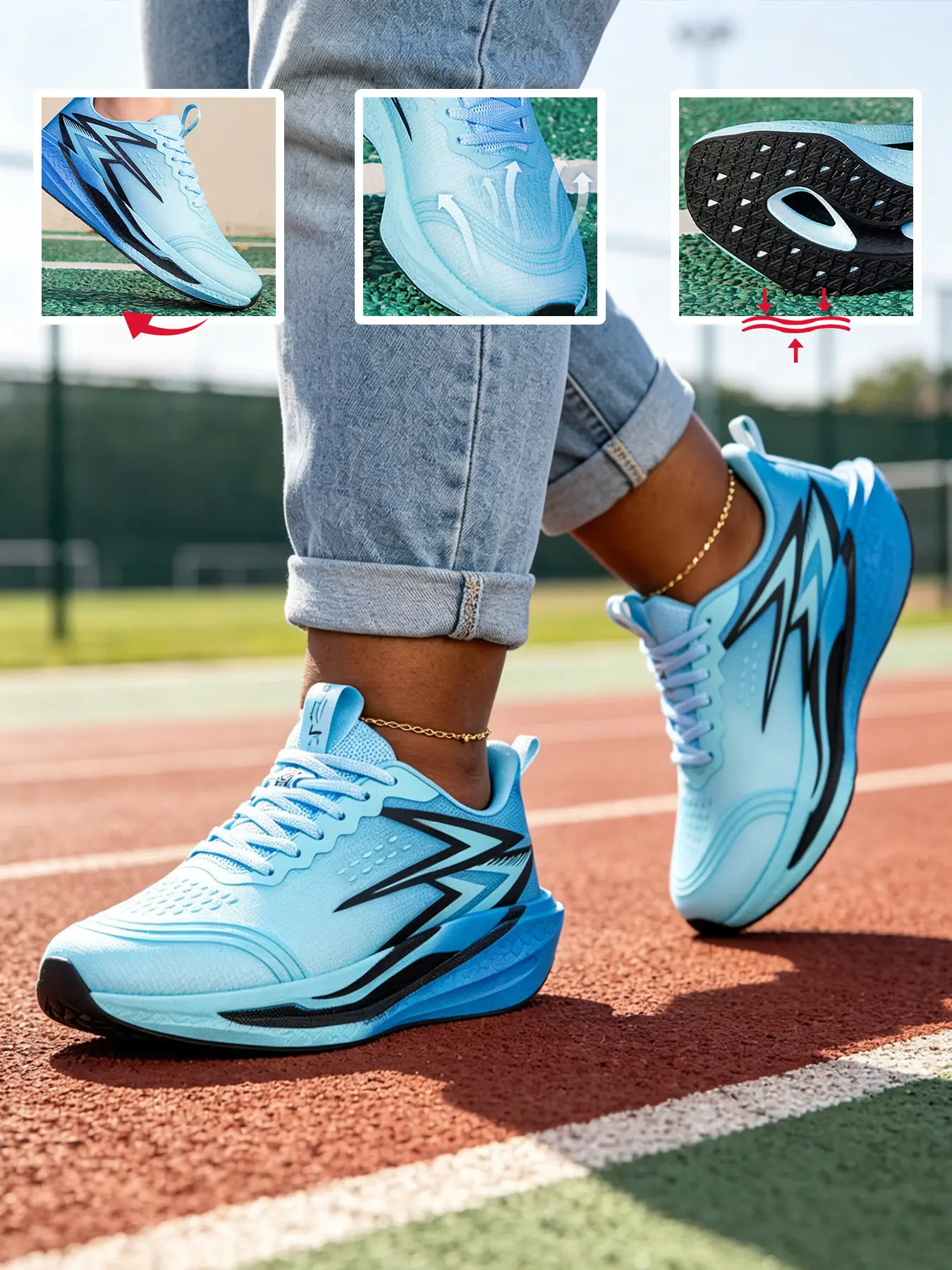2026 New Couple Carbon Board Racing Women's Athletic Running Shoes, Breathable Mesh Upper, Multiple Trendy Colors, Comfortable Durable Sole