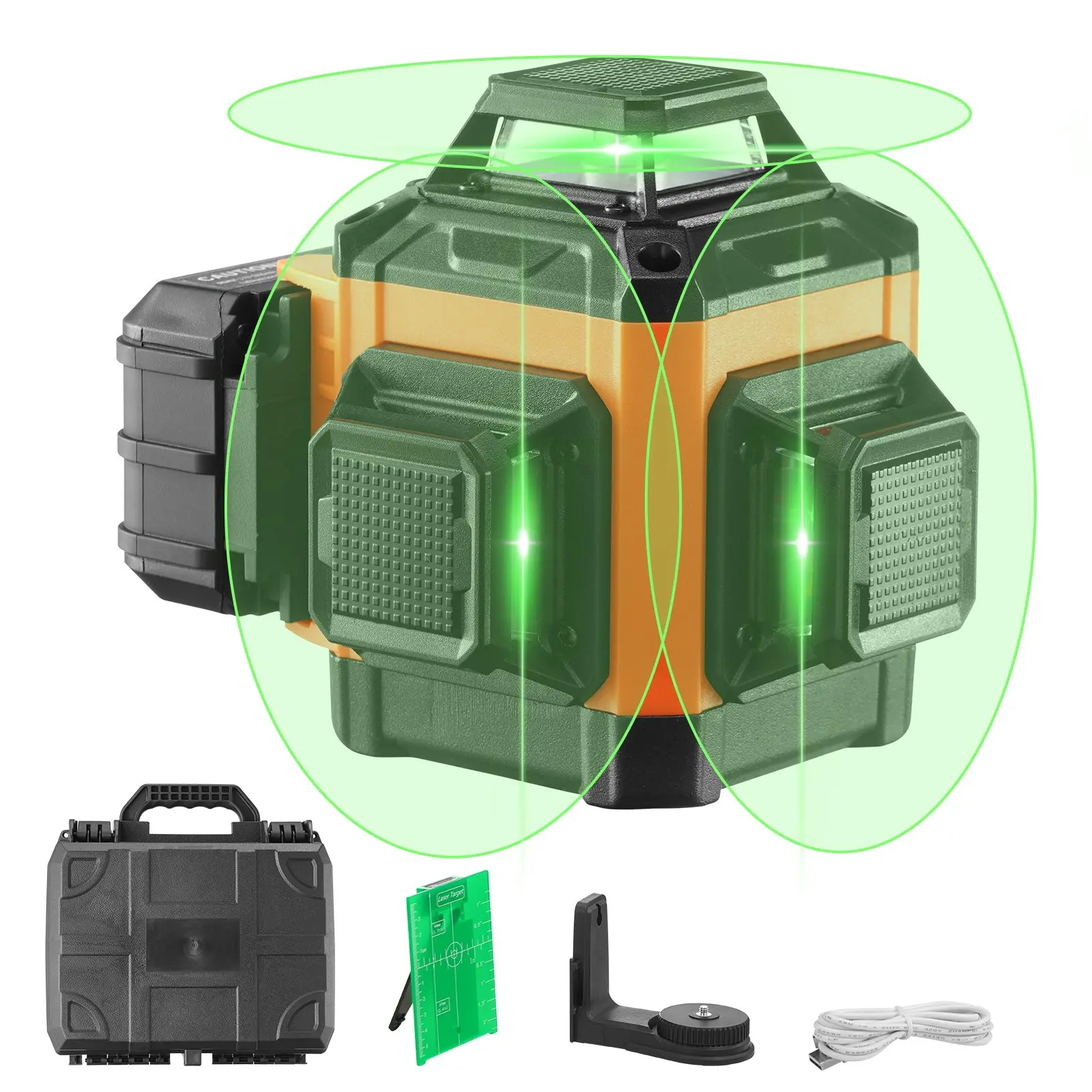 VEVOR 100ft Self Leveling Laser Level, Manual Green 3x 360 Cross Line Laser, Manual Self-leveling Mode IP54 Waterproof 8h Continuous Working Time Line Laser, Battery/Stand Included