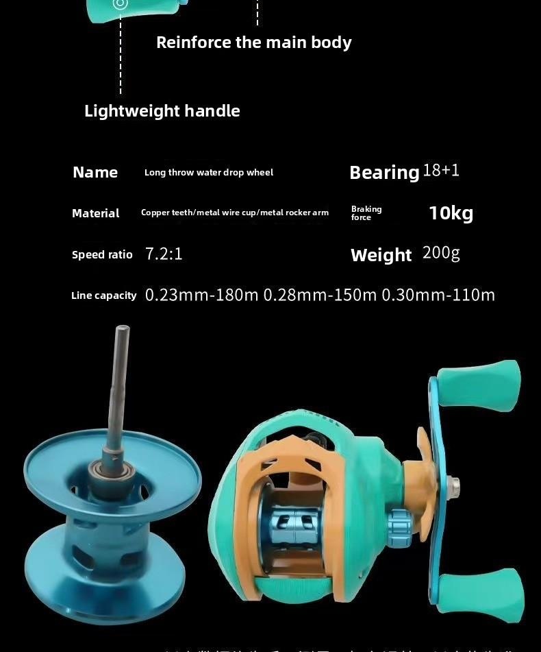 Green Macaron Baitcasting Reel, Full Metal Spool, Long Cast Anti-Backlash Versatile Fishing Reel