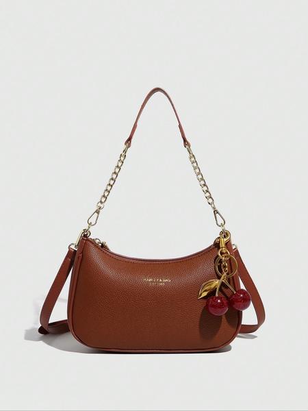 Women's Solid Color Chain Strap Bag, Fashionable Shoulder Bag for Daily Used, Casual Trendy Versatile High-quality Daily Commuting, Girl Fashionable Shopping Convertible Shoulder Bag