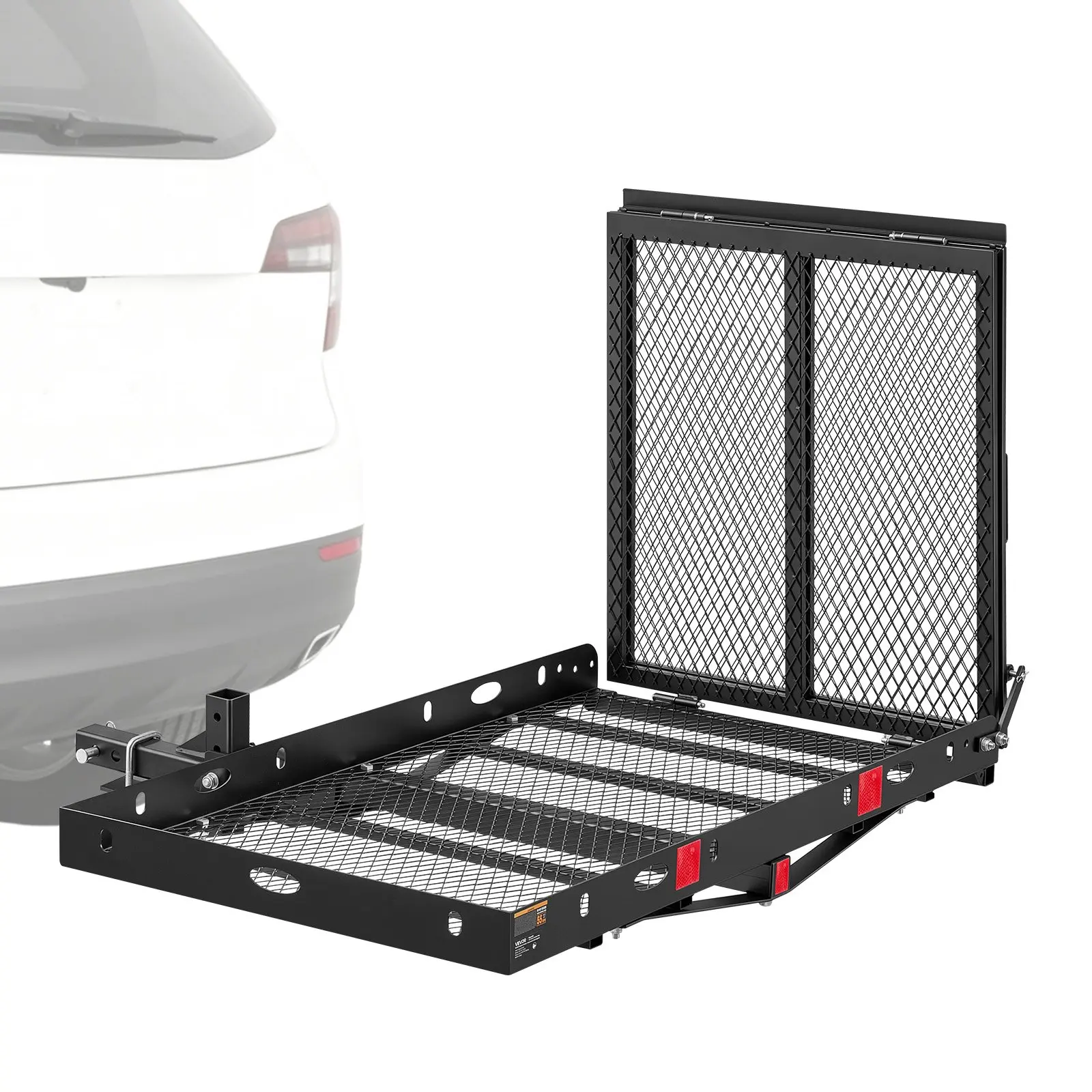 【DealsForYouDays】Heavy Duty Steel Hitch Mount Wheelchair Carrier, 500 lbs Cap, Height Adjust Lift, Double Fold Ramp Kit, Stabilizers, 50"x28" Cargo Basket for 2" Hitch Receiver Truck SUV Car