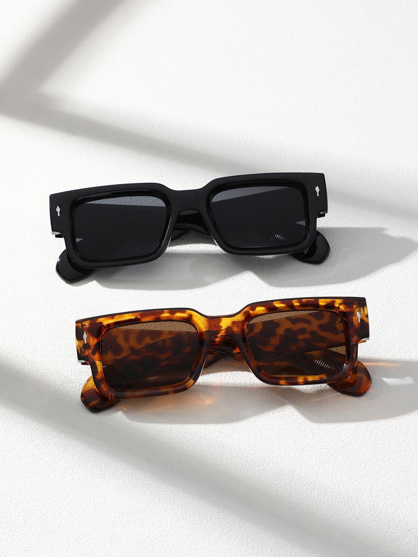 Square Frame Trendy Casual Sunglasses, Lightweight Durable UV Sun-Protective Sporty Shades for Women and Men, Travel Essentials and Back-to-School Gifts, High Quality Sunglasses for Fall Outdoor, Great His & Hers Gifts