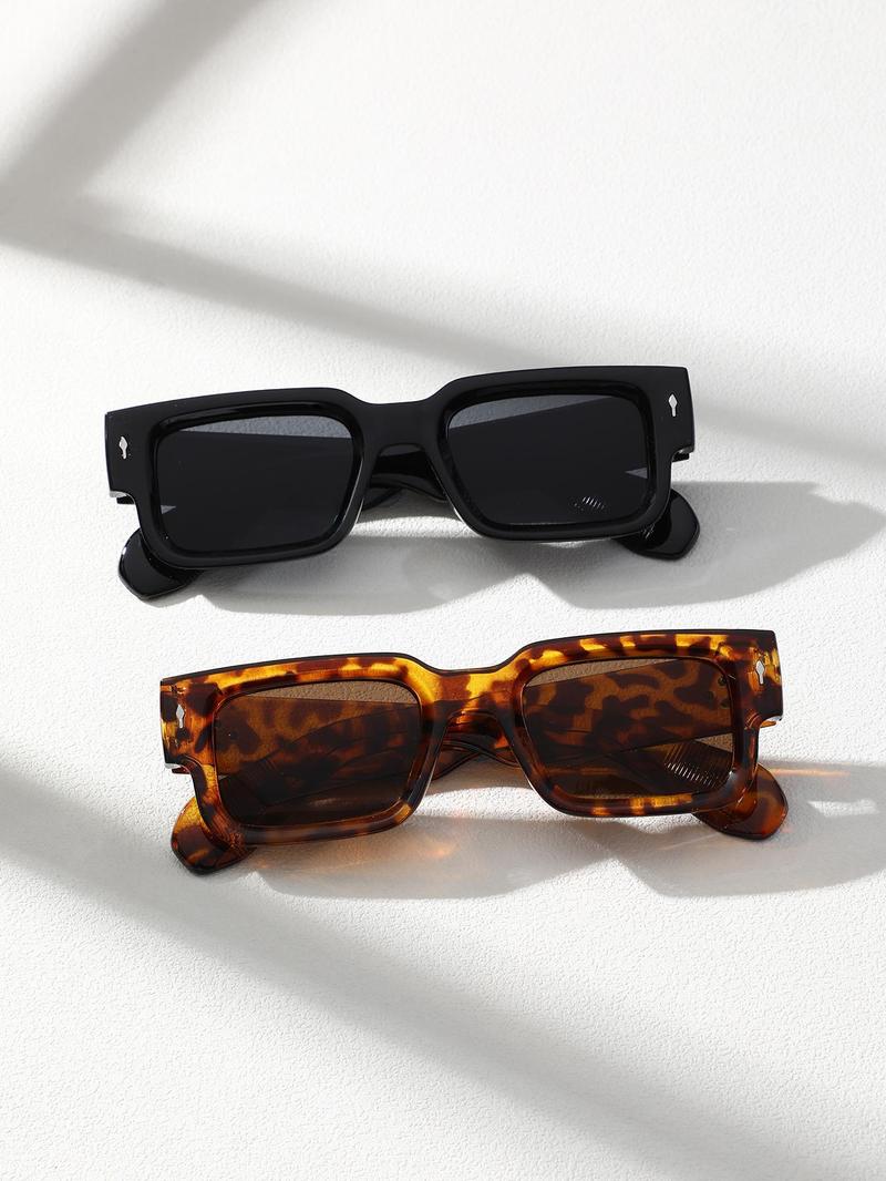 Square Frame Trendy Casual Sun Protective Sunglasses, His and Hers Gifts, Fall Outdoor Sun Protection Lightweight Durable Sunglasses for Women, Travel Essentials, Trendy Styling Sunglasses, Back To School High Quality Sunglasses, Modern Frames Sunglasses