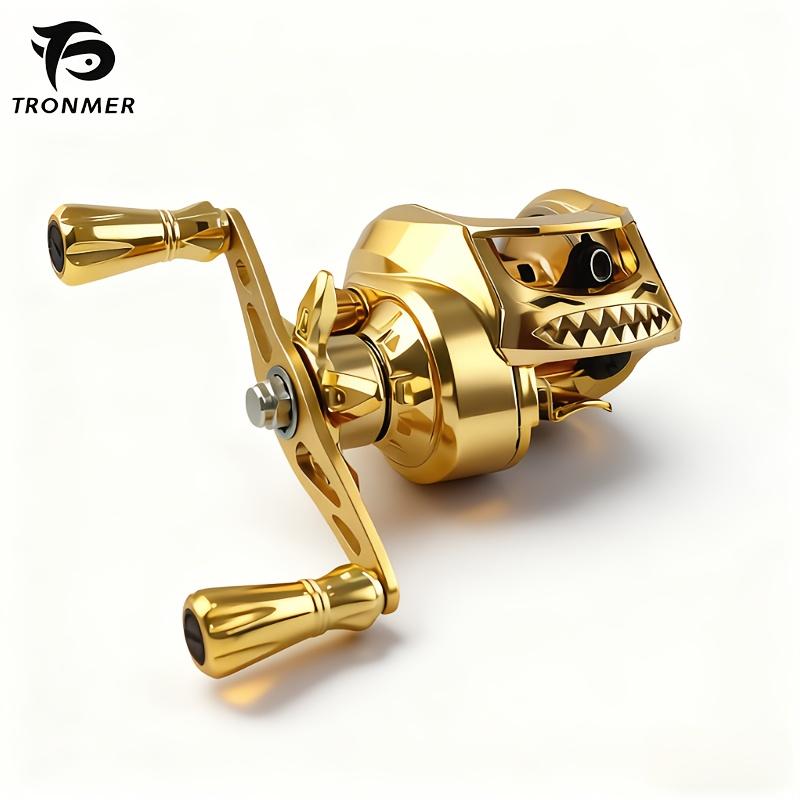Professional Baitcasting Reel - Lightweight Metal Saltwater Fishing Reel, Corrosion-Resistant Gold Finish, Medium Power Right-Hand Retrieve for Surf Lure Fishing, Durable Tackle