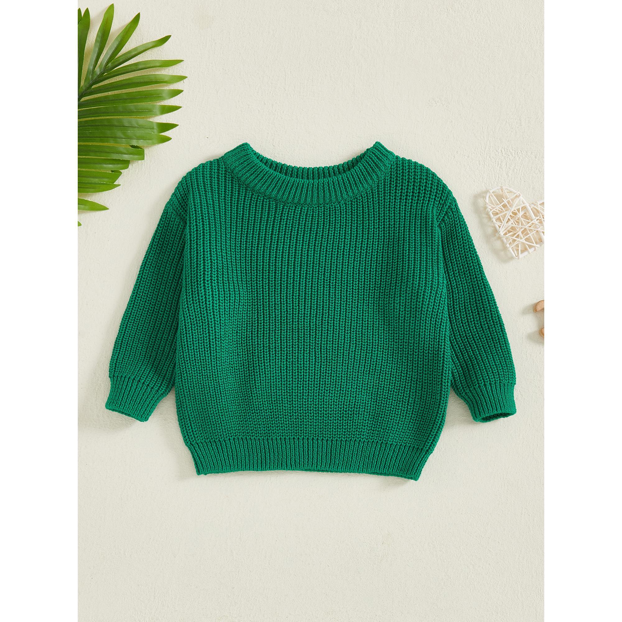 Toddler Baby Girl Boy Knit Sweater Pullover Solid Color Long Sleeve Fall Winter Tops 0-5 Years