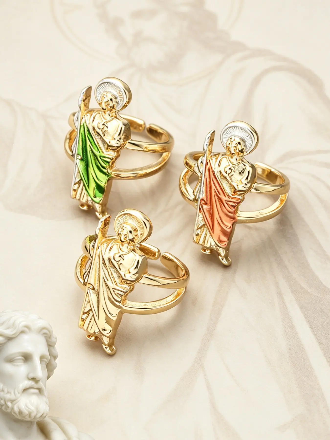 1 Piece Patron Saint of Hope & Miracles Catholic Christian Jewelry for Men Women-St. Jude Religious Adjustable Copper Ring, Ideal for Holiday, Birthday, or Spiritual Gifting, Suitable for Everyday Use or Special Religious Occasions