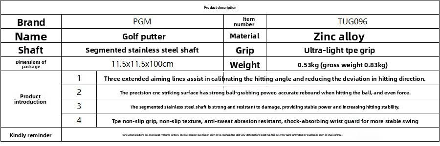 Golf Putter - 3-Line Alignment, Single Club (Men's & Women's) - Stable, Low Center of Gravity, High Forgiveness, Precision Alignment Lines