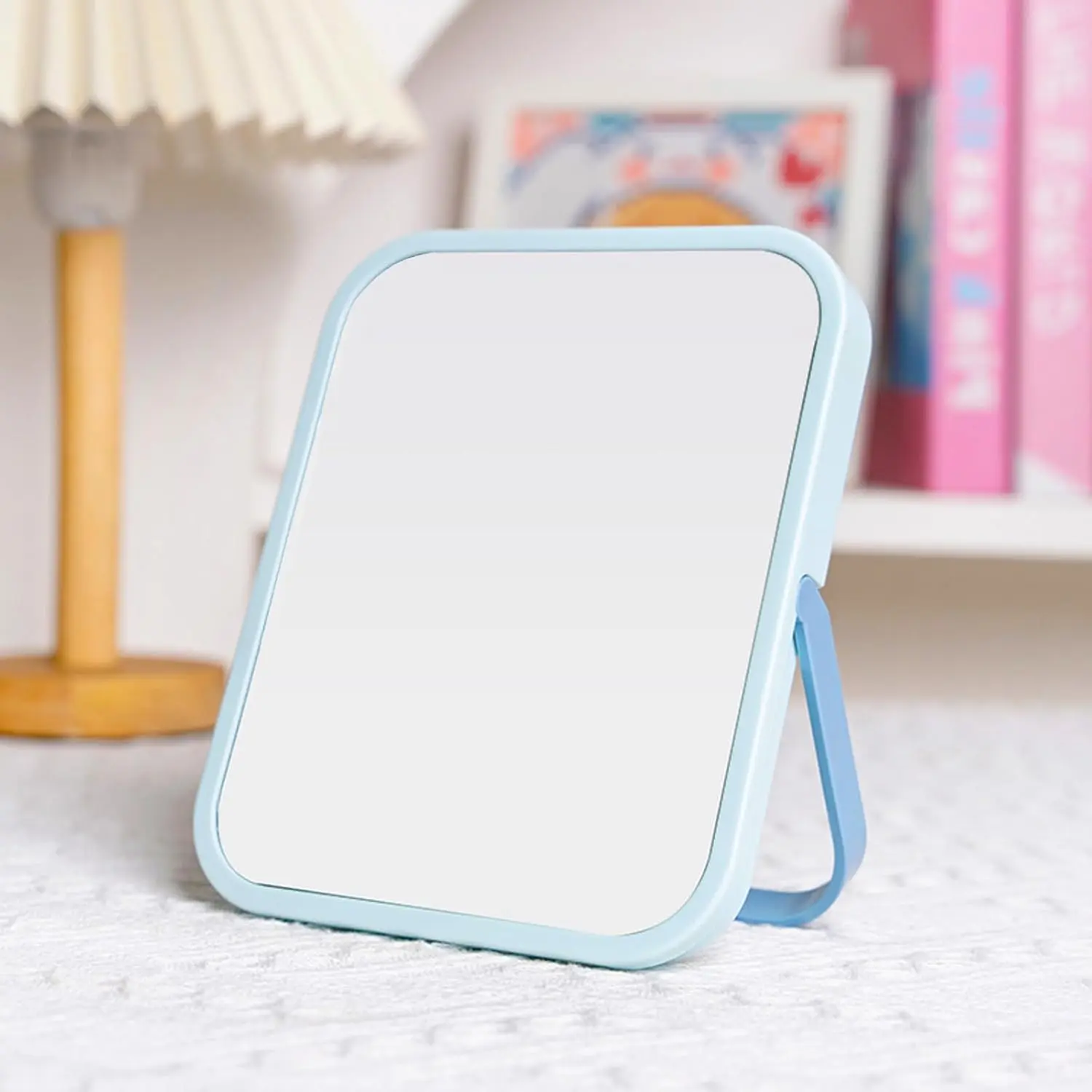 Desk Mirror, 6.7 Inch  Mirror, Makeup Mirror | Makeup Desk Mirror with 1  Port & U-Shaped Bracket, Portable Travel Mirror for Dressing Room, Green