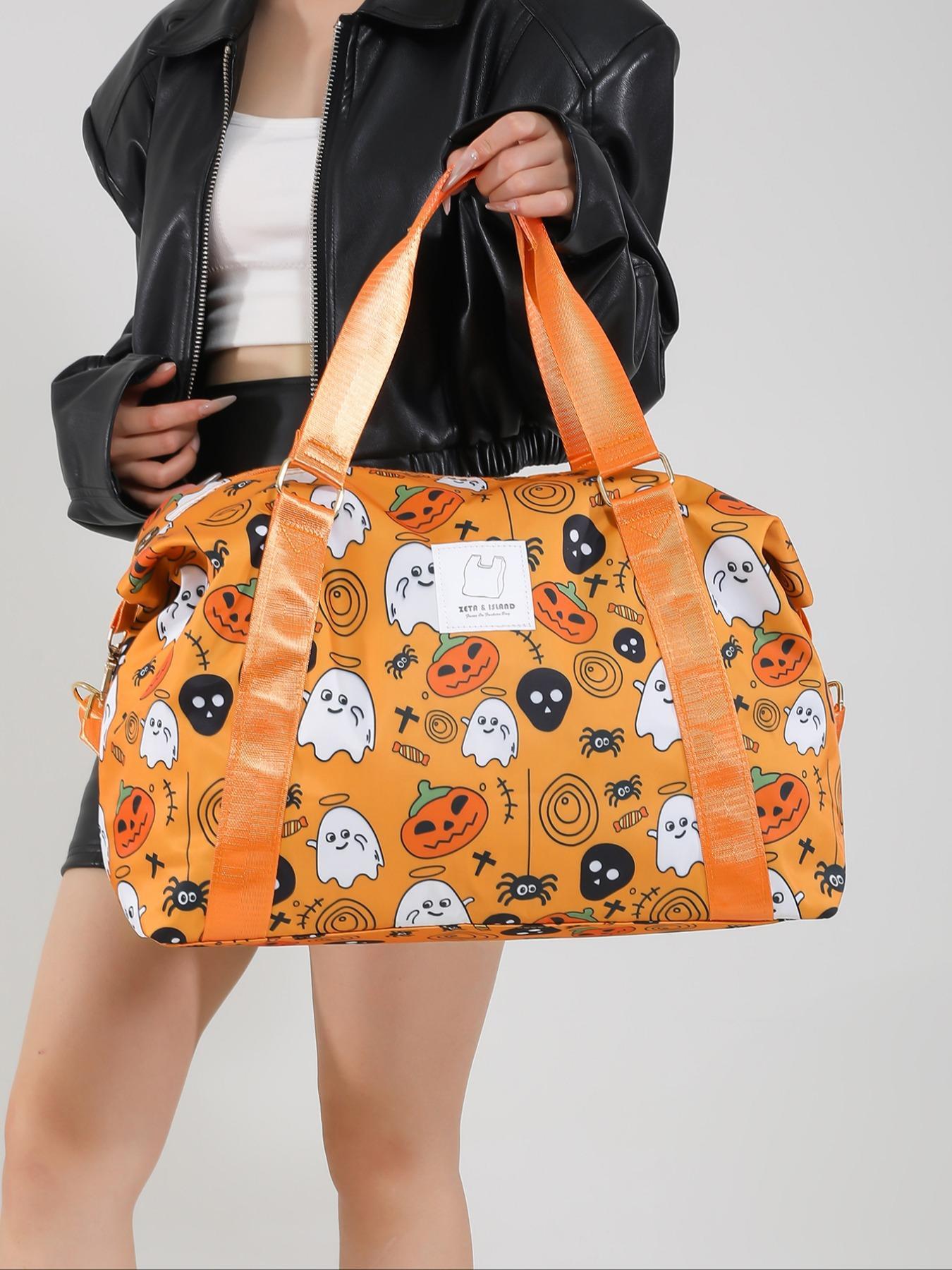 Halloween Themed Duffel Bag, Large Capacity Travel Bag with Waterproof Pocket & Shoe Compartment, Portable Travel Bag for Travel Sports Fitness Tourism
