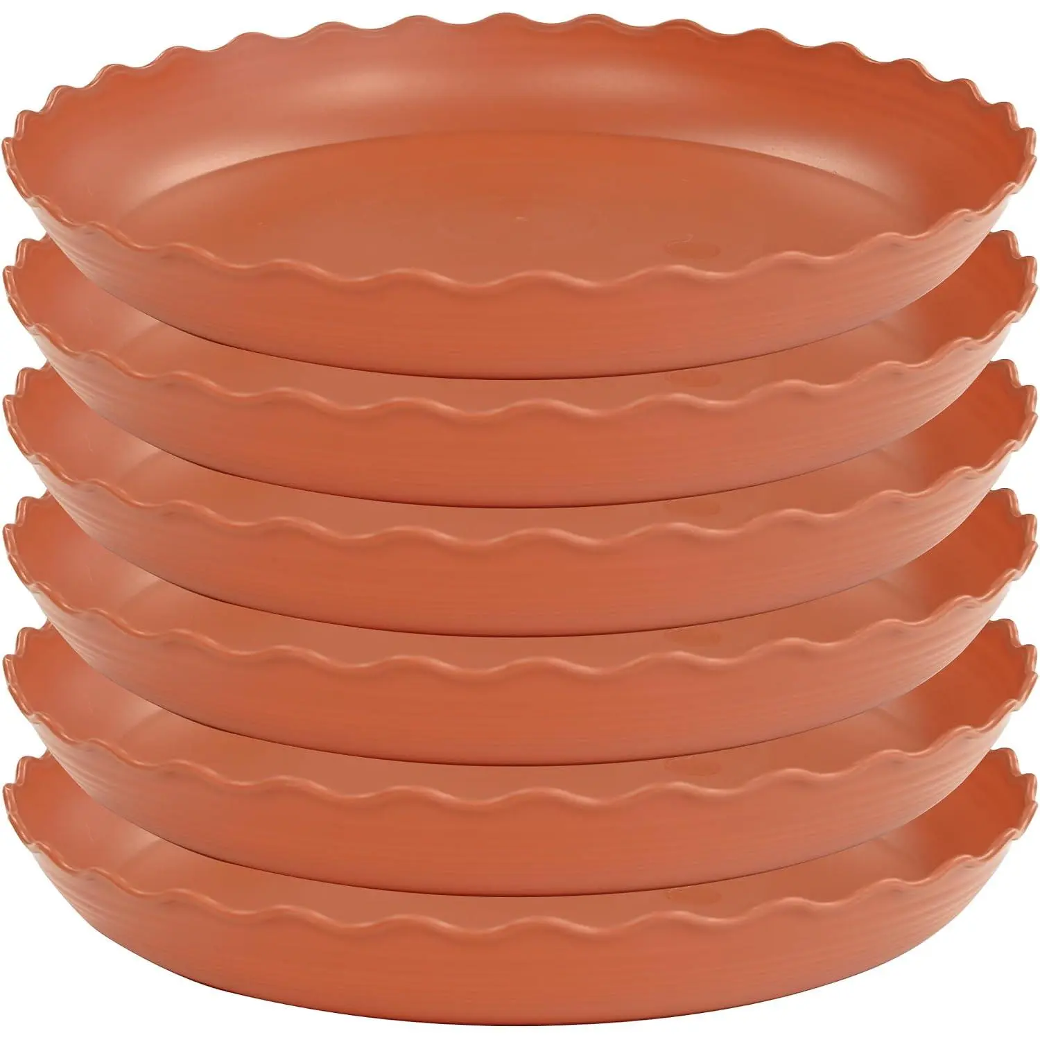 6 Pack Plant Saucer 8 inch, Heavy Duty Plastic Plant Water Tray, Planter Saucers, Flower Pot Tray Water Trays for Plant Pots (Terracotta)