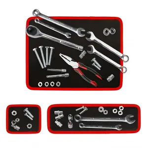 Magnetic tool pad and bracket 3-piece flexible magnetic tray, suitable for garage workshops, scratch resistant PVC surface, anti slip grip for car maintenance, mechanical toolbox organizer&Father's Day gift