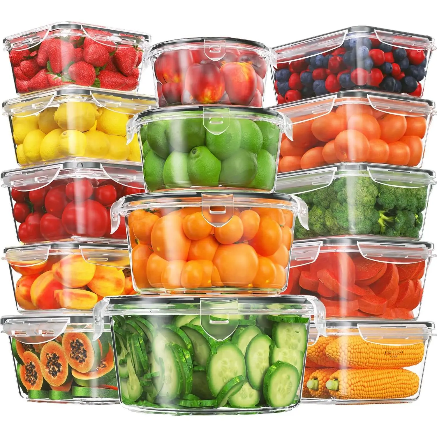 28 Pieces Food Storage Containers with Lids EXTRA LARGE Freezer Containers for Food BPA-Free Meat Fruit Vegetables Plastic Containers with lids Storage Airtight Leak-Proof Food Boxes for Kitchen