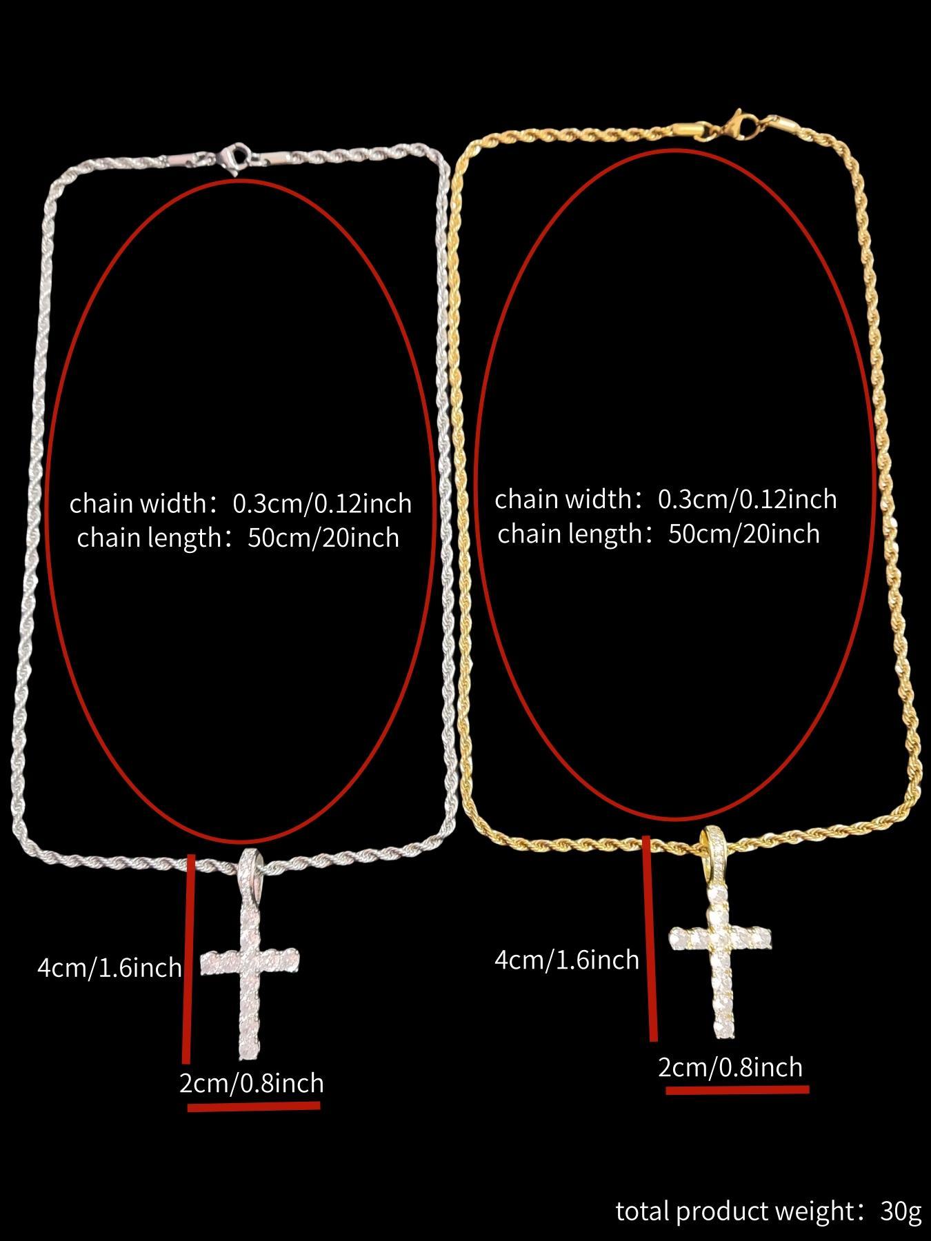 Rhinestone Cross Twist Chain Pendant Necklace for Men & Women, Cross Chain Design, 1 Piece Hip Hop Jewelry for Party, Daily Clothing Decor, Trendy All-match Jewelry for Birthday Gift, Exquisite Jewelry Gift