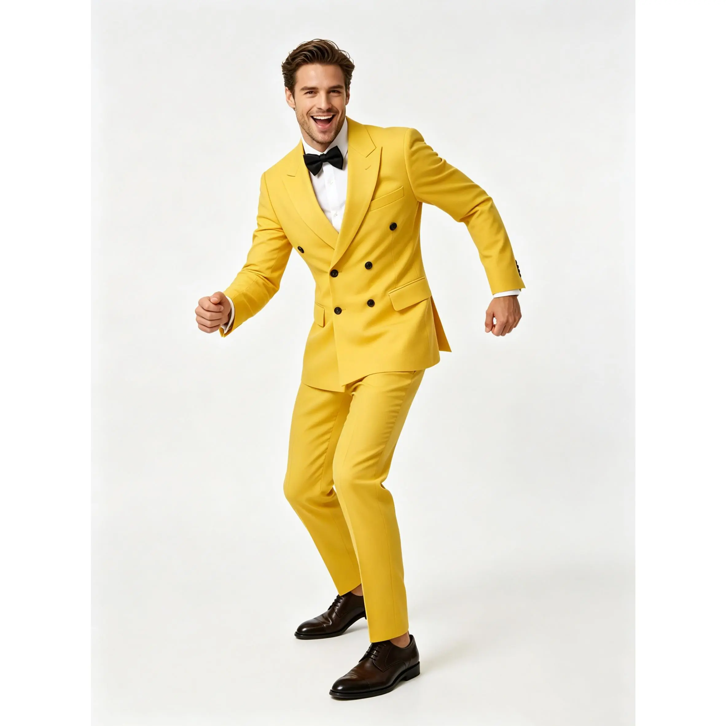 ghnxcy Men's 2-Piece Slim Fit Suit, Double Breasted Blazer with Tuxedo Pants
