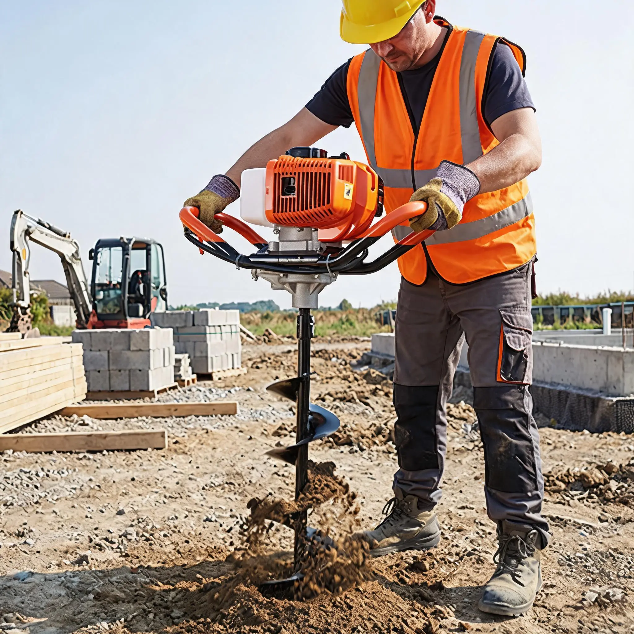 52cc Gas Powered Earth Auger Kit | Post Hole Digger with 6" & 10" Bits for Fence & Garden