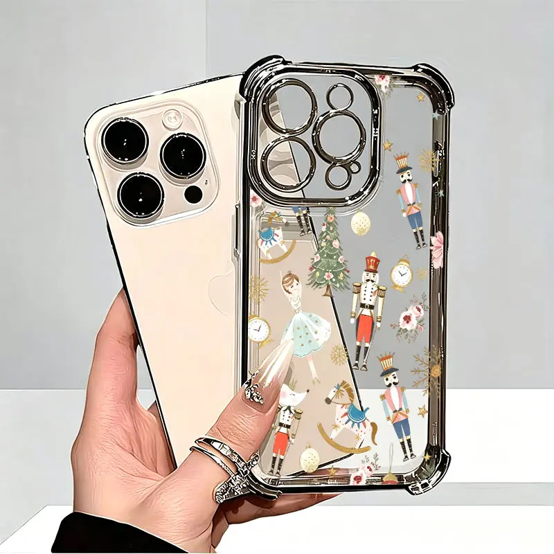 Nutcracker Ballet Phone Case, Watercolor Christmas Art Style, for iPhone 18 17 16 15 14 13 12 11 Plus Pro Max, Festive Holiday Present Gift