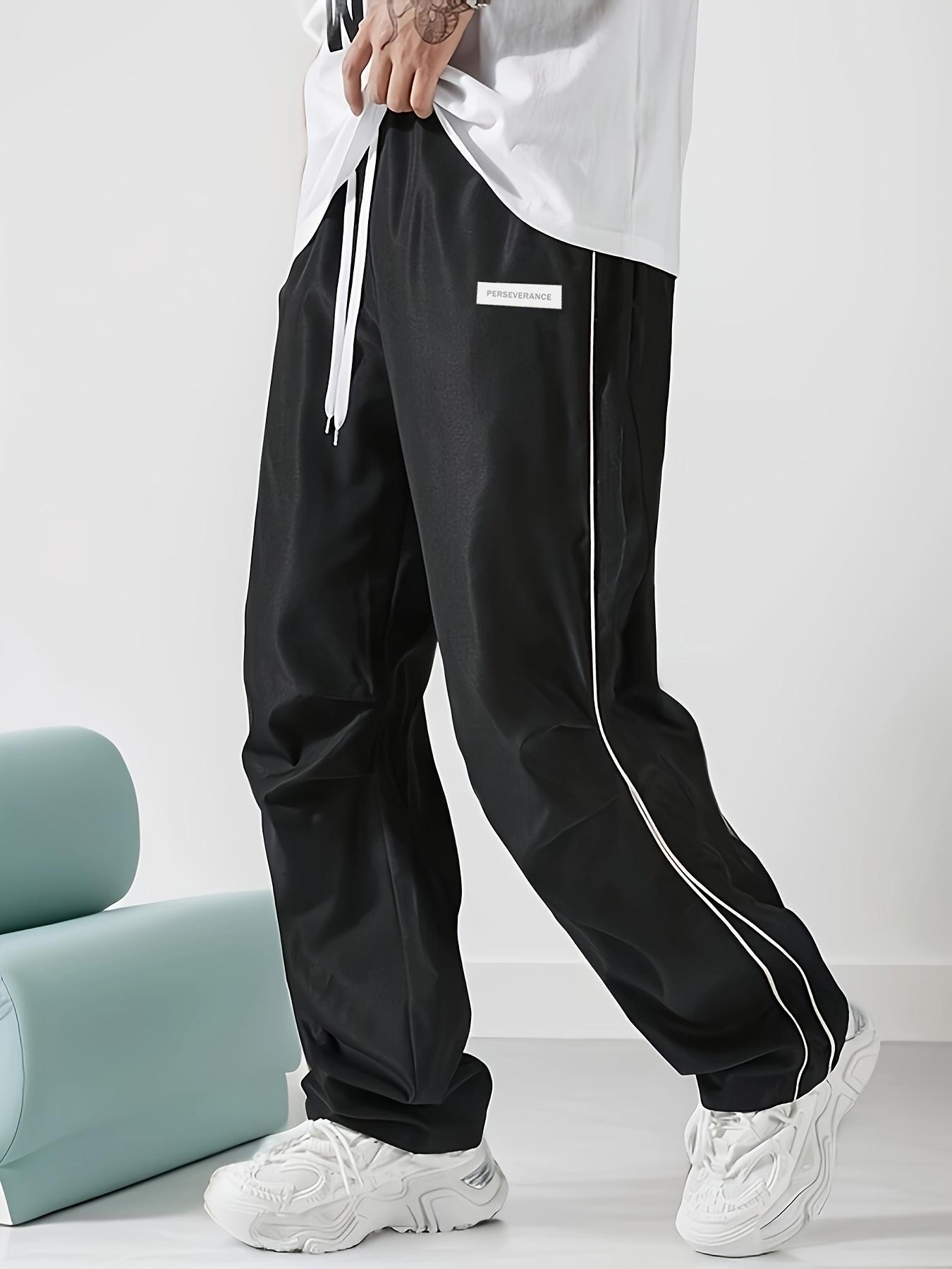 Men‘s Loose Sports Pants Men Trousers Grey Side Stripeswith Gold Accent Stripe Comfortable DesignAthleisure Style Bottoms Athletic Bottoms Gymwear streetwear fall outfits outfits men gym athletic clothes