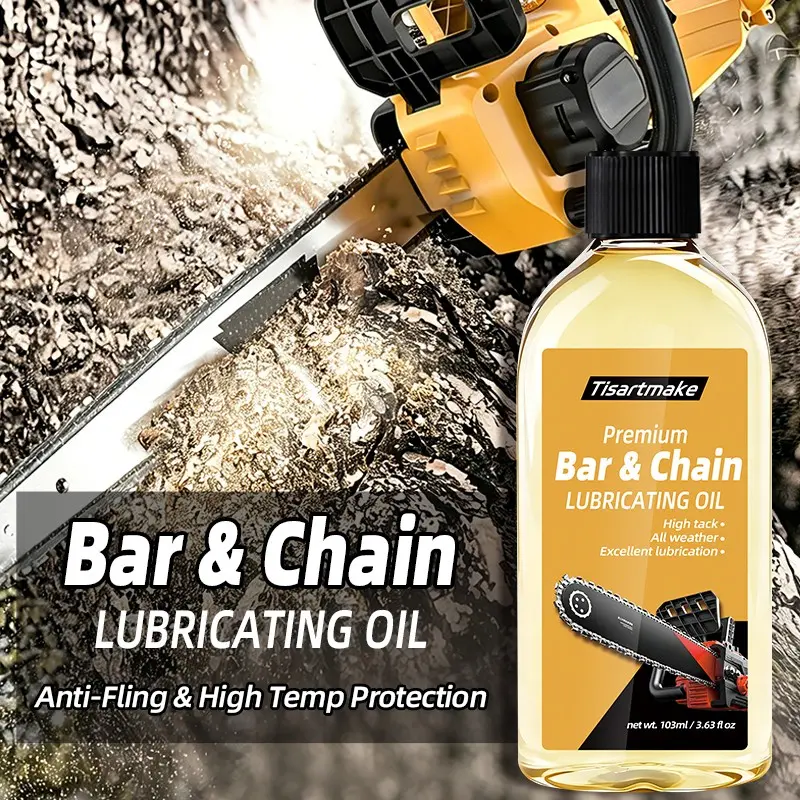 103ml Premium Bar & Chain Care Oil, High Tack Anti-Fling All Weather Maintenance Oil, Outdoor Tool, Anti-Wear Anti-Rust Oil for Gas & Electric Chainsaws, Trimmers, Hedge Trimmers & Lawn Mowers, Guide Bar