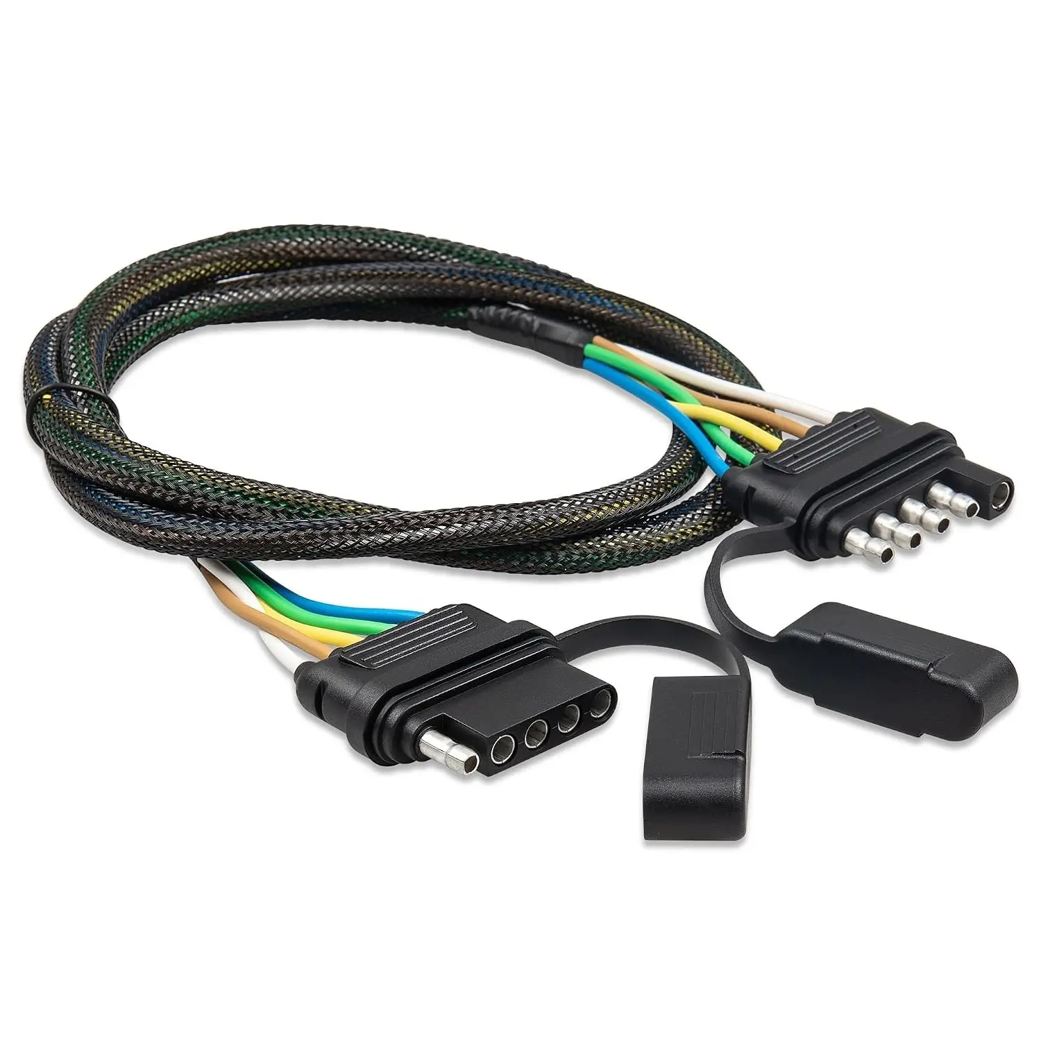 5 Way Flat Trailer Wire Extension 48 inch, Vehicle-Side and Trailer-Side 5-Pin Flat Wiring Harness 18 Gauge Male and Female Trailer Wire ConnectorGift
