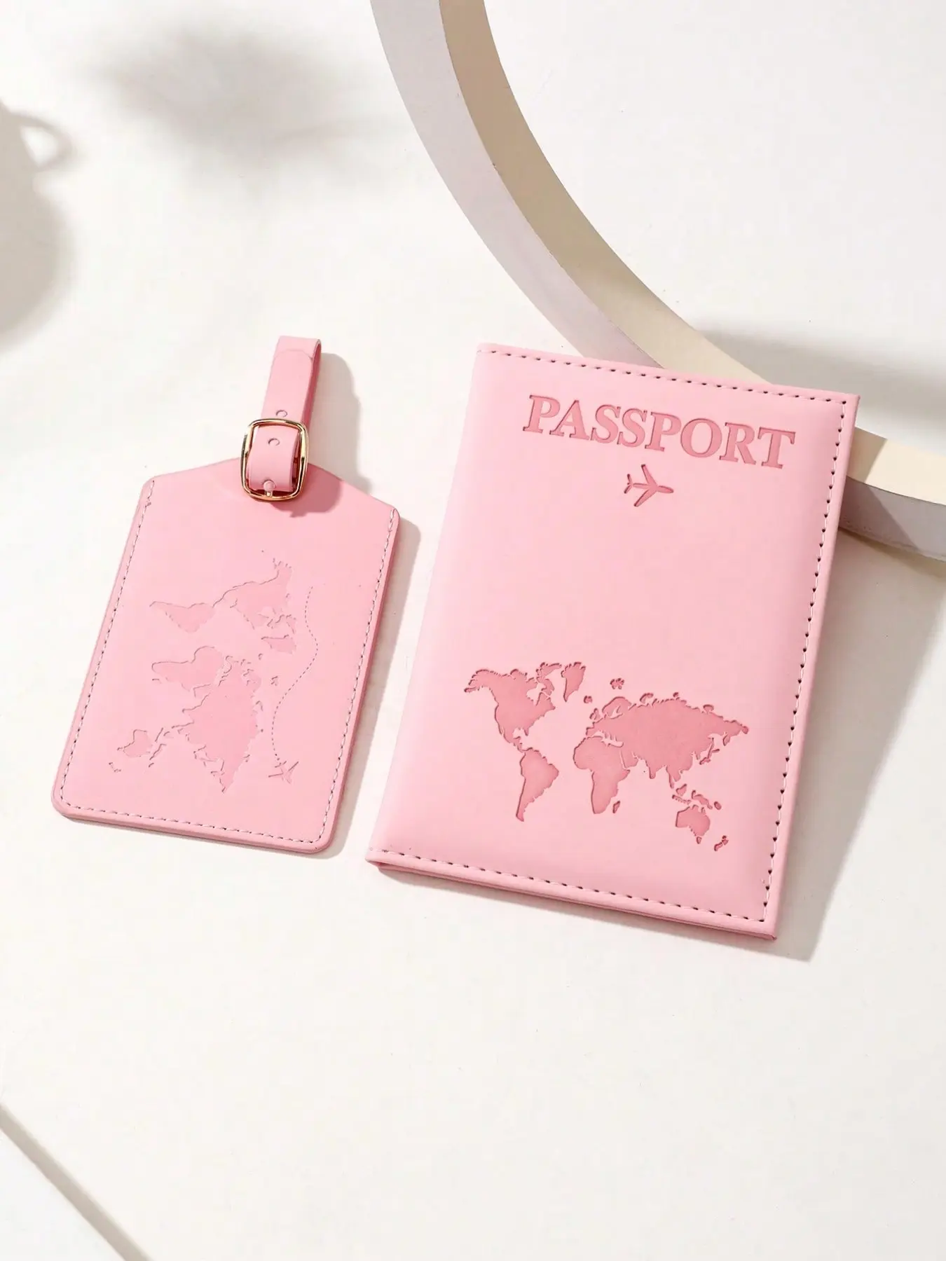 Map Pattern PU Luggage Tag & Passport Holder Set, Waterproof Lightweight Anti-Lost Travel Accessories, Travel Essentials, Ideal for Flight Business Trip Vacation, Schoolbag Label, Airport Boarding Pass, Box Identification Card, Passport Covers
