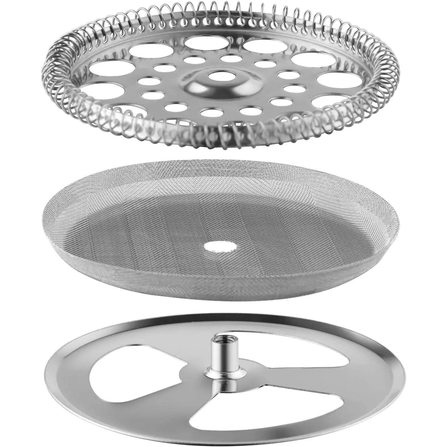34 oz French Press 3.75 Inch Filter Replacement Parts 3 Pieces Stainless-Steel Set Containing Spiral Disk, 8 Cup Mesh French Press Screen and Cross Disk for 1000L French Press