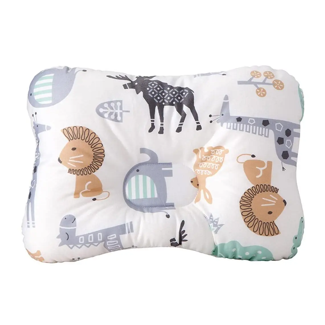 Soft Hypoallergenic Baby Head & Neck Support with Organic Cotton Cover – Machine Washable, Animal World PatternGift