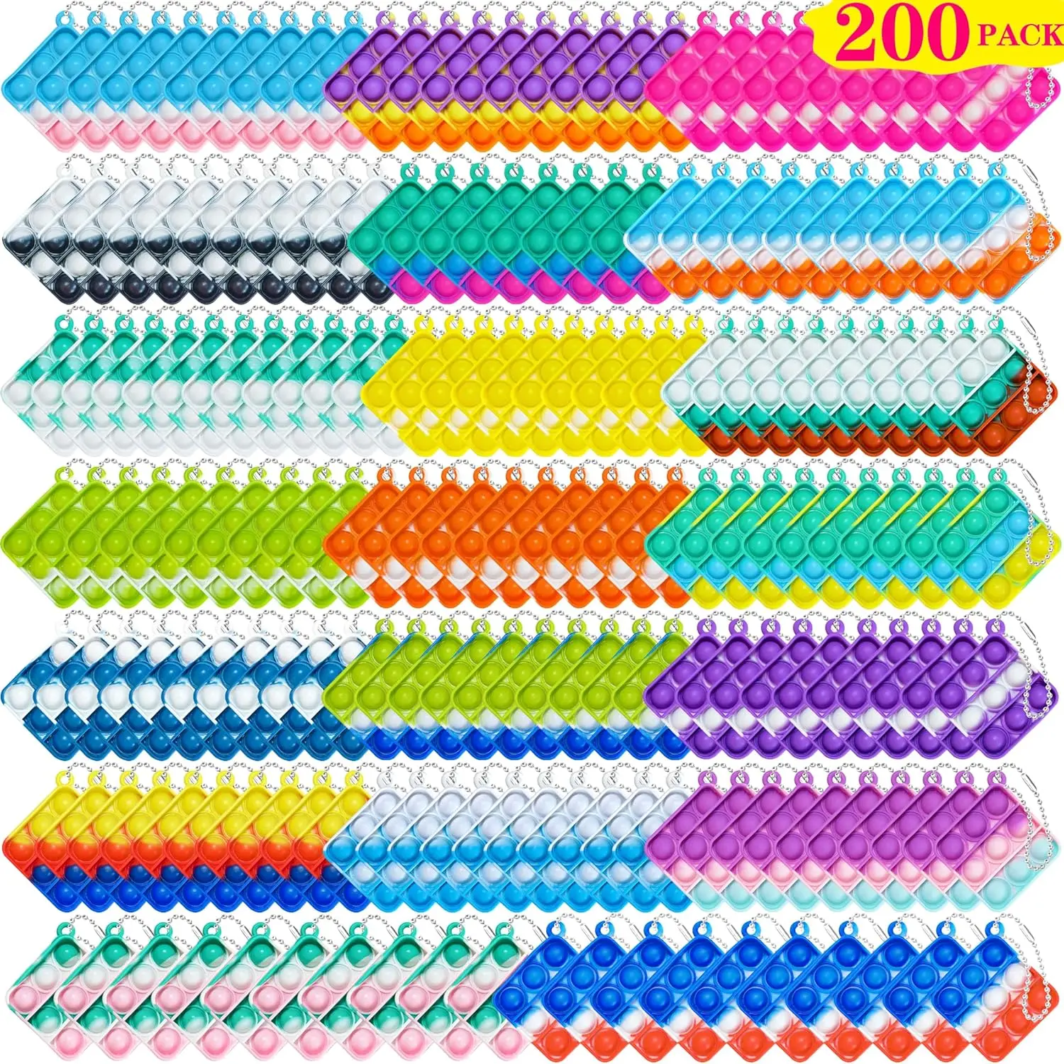 200 Pcs Mini Pop Bubble Fidget Toys for Party Favors, Pop Toy Bulk for Party Favor, Classroom Student Prizes Christmas Easter Basket Goodie Bag Stuffers Valentine for Kidsfidget toys