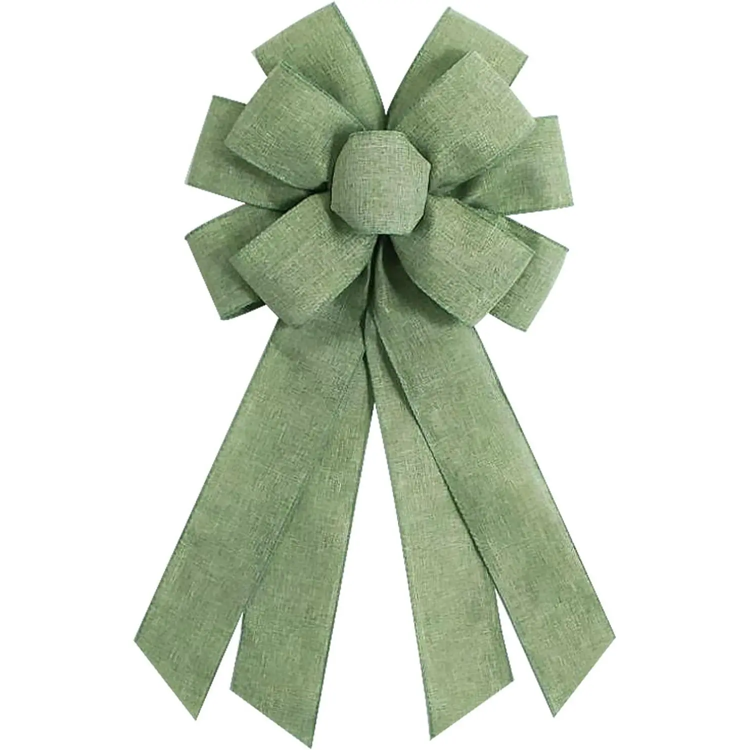20 x 11 In Ribbon-Accented Farmhouse Burlap Wreath Bow - Sage Green Home Decoration, Front Door Decor for Baby Shower, Birthday Occasions (Home Supplies)