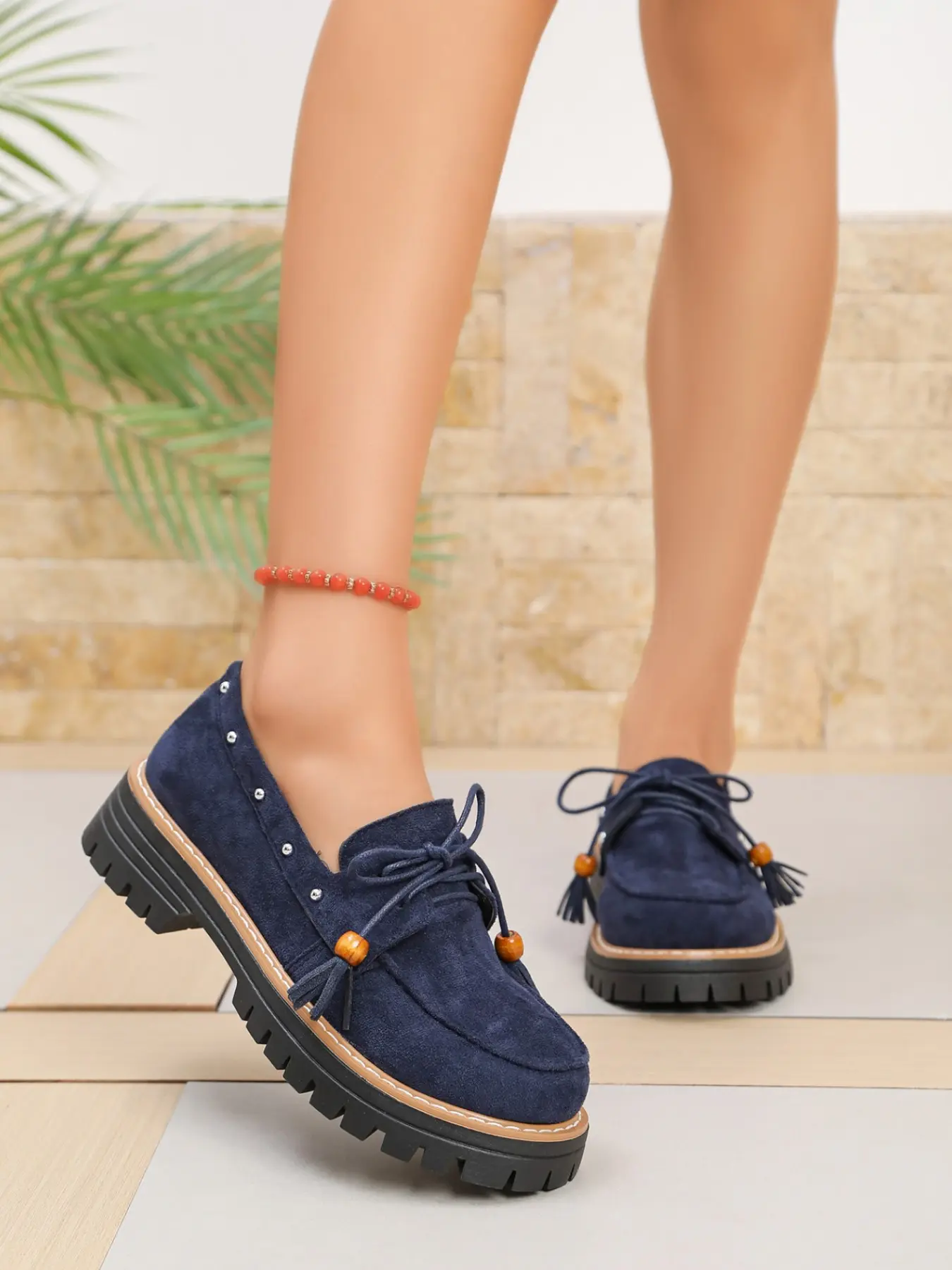 Mead Vintage Fringe Thick Sole Loafers, Height-Boosting Design, Versatile Pair for Pants and Skirts, Perfect for All Seasons
