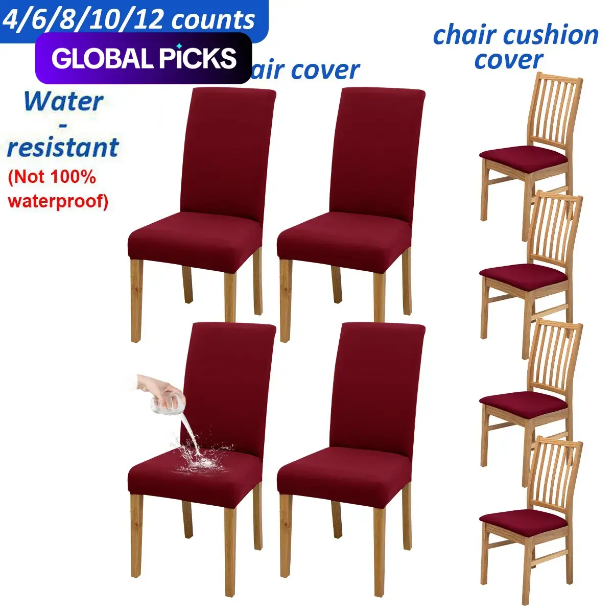 4–12pcs Small Size Elastic Chair Covers, Stretch Slipcovers for Dining Chairs, All-Season Milk Silk Spandex Seat Protectors, Splash-Proof for Kitchen, Dining Room and Living Room #GLOBAL PICKS