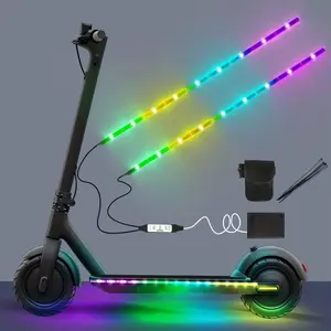 2-Pack Electric LED Bike Scooter Cycling Lights, Night Riding Colorful Safety Warning Lighting Lights, Cool Decorative Light Strips for Scooters