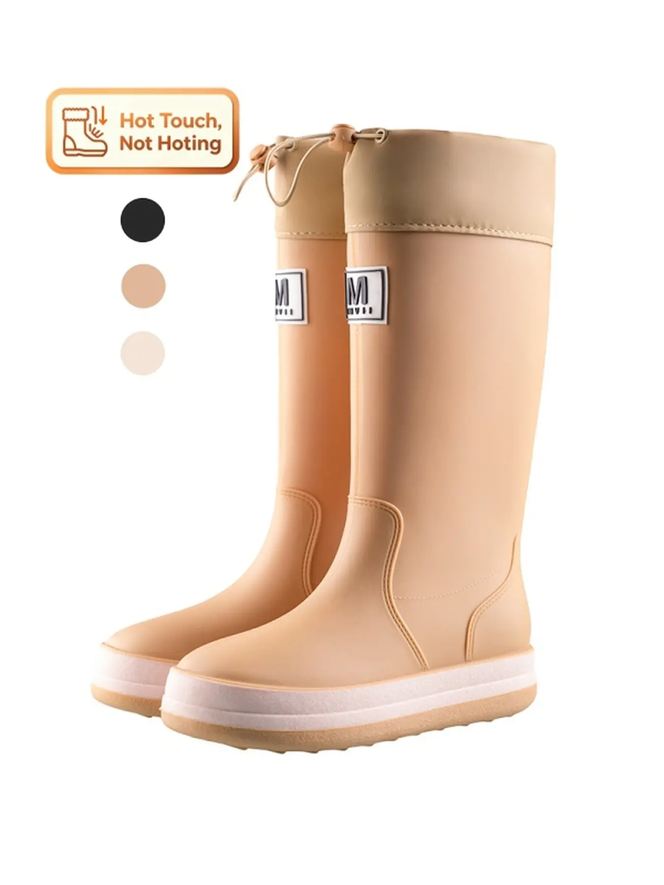 Fall/Winter Unisex Mud Proof Fleece Tall Rain Boots Durable Non Slip Grip for Yard Work Gardening Patio Maintenance Chores