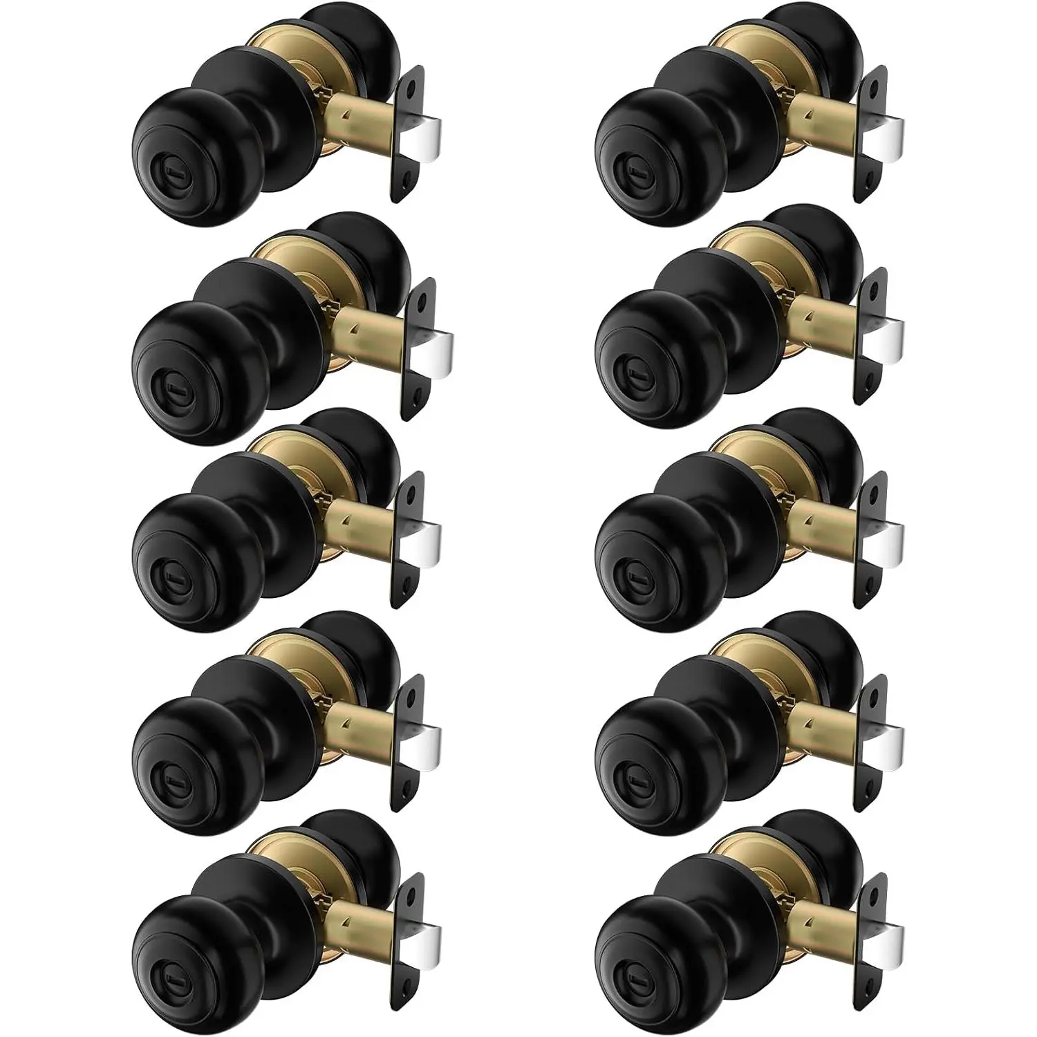 10 Pack  Door Knob, Keyless Matte Black Interior Door Knobs with Lock, Black Door Knobs for Bedroom & Bathroom, Indoor Door Knobs for Interior Doors