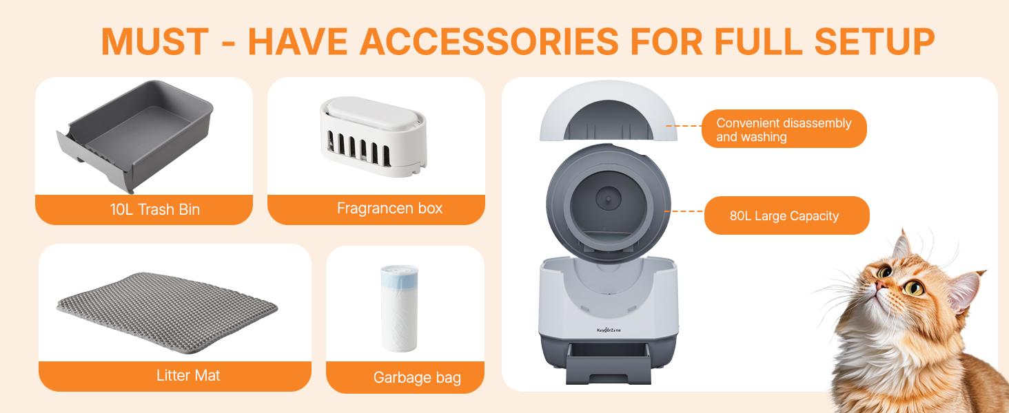 Royalcraft Smart Self-Cleaning Automatic Cat Litter Box with Odor Control, Infrared Sensors, Sleep Mode, and Remote APP Control for Hands-Free Convenience, White