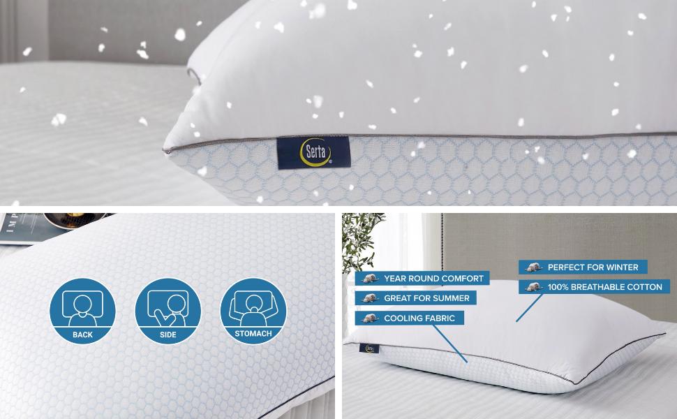 Cooling Pillows White Feather Pillows Set of 2 Pack Super Supportive Bed Pillows for All,King (Pack of 2)