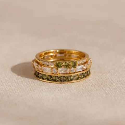 3-Piece Vintage Olive Stackable Rings Set for Women, Elegant Engagement Wedding Anniversary Gift, Stylish Jewelry Collection, Statement Multi Ring, Ring Sets