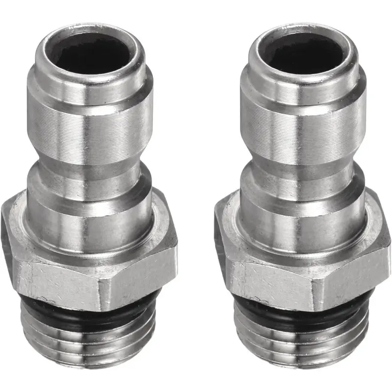 2 high-pressure cleaning machine sewer nozzles, 1/4" quick connection, 5000 PSI stainless steel drainage cleaning device rotating button nozzle, fixed cleaning water pipe nozzle, suitable for drainage cleaning hose
