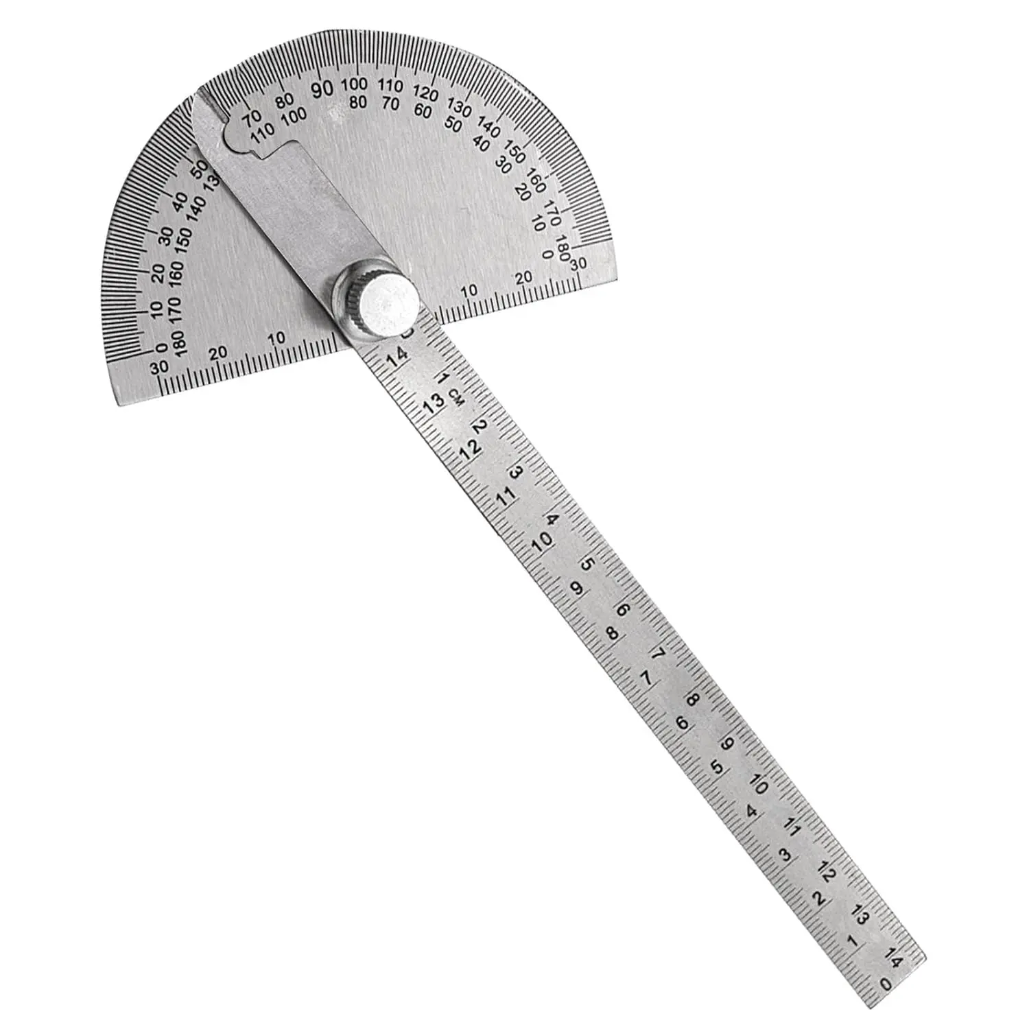 Stainless Steel Protractor 0-180 Degrees, Woodworking Ruler Angle Finder, Metal Adjustable General Angle Measuring Tool(Size:0-180 Degrees), as picture show
