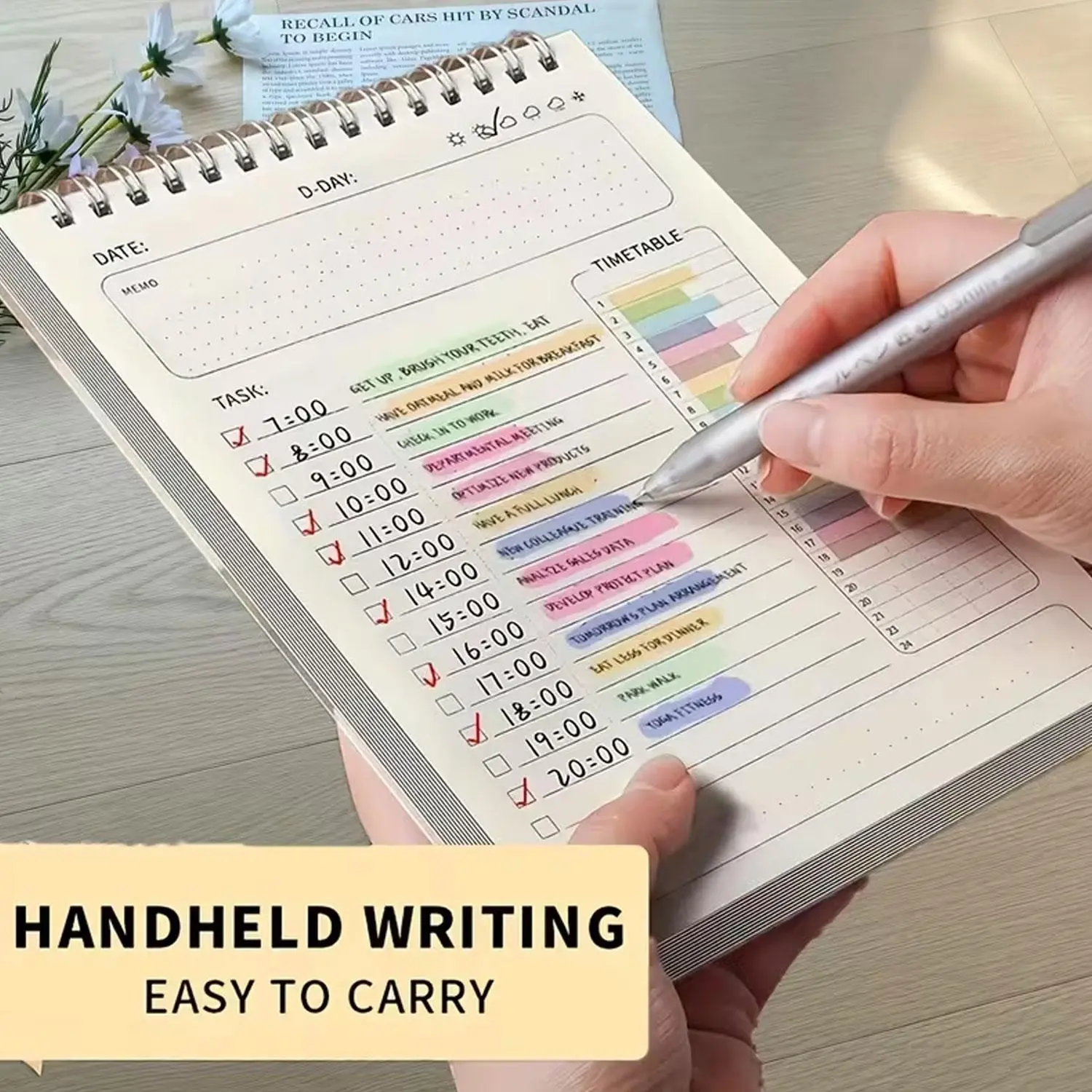 New A5 Daily Planner Notebook - 160 pages, a schedule and task organizer, Student Planner for office and school supplies, ideal for back-to-school season, New Year, and Christmas.