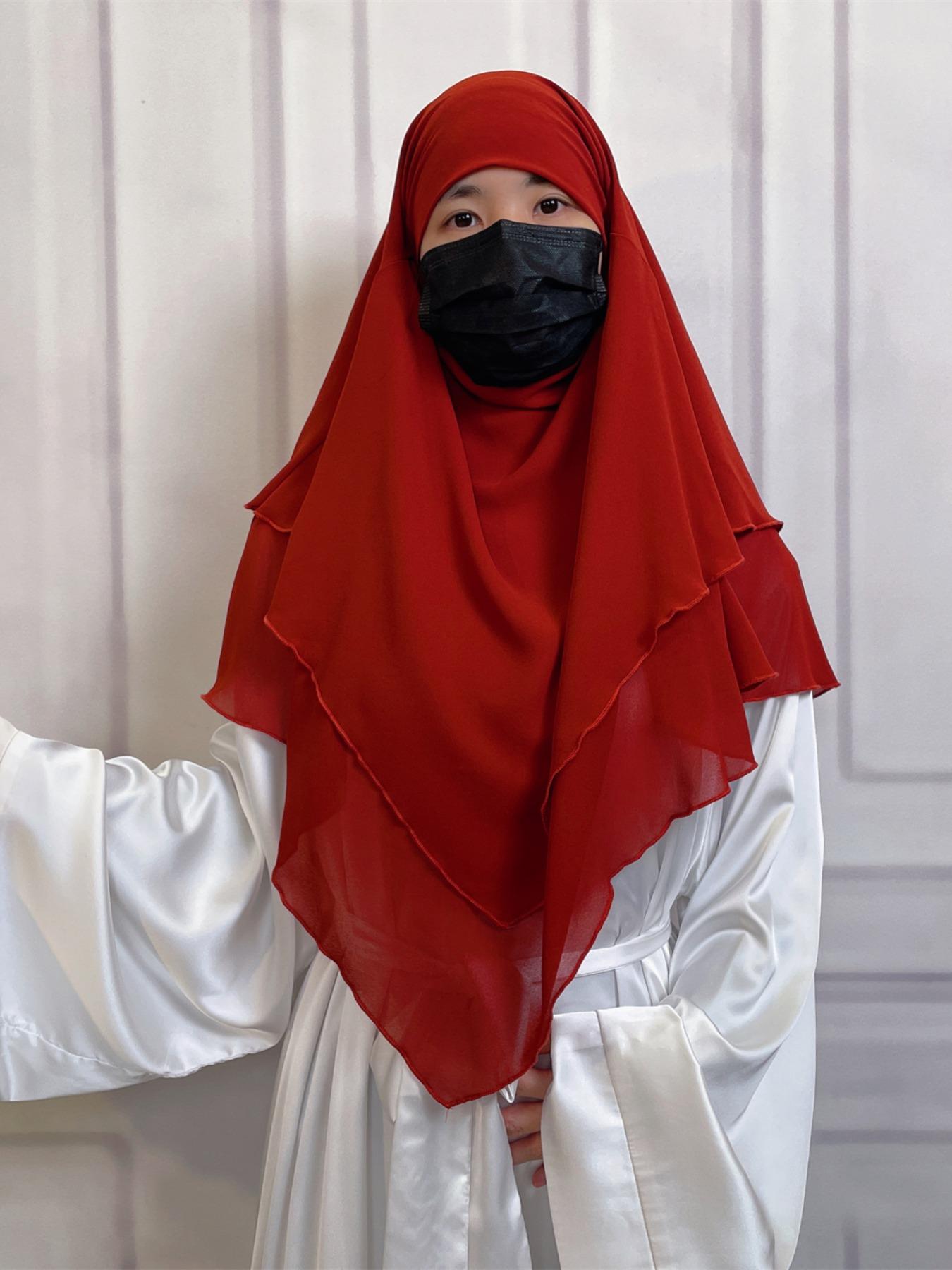 16 Colors Short Chiffon Khimar, Muslim Fashion High-Quality Fabric, Suitable for Adults and Kids, Essential Wear for All Seasons